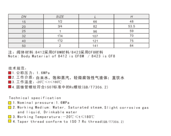 埃美柯不锈钢止回阀技术参数图