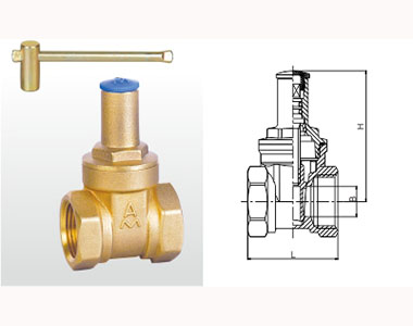 埃美柯黄铜带锁闸阀结构图