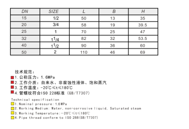 埃美柯青铜止回阀连接尺寸