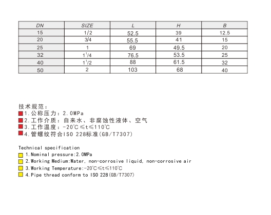 埃美柯黄铜带锁球阀链接尺寸