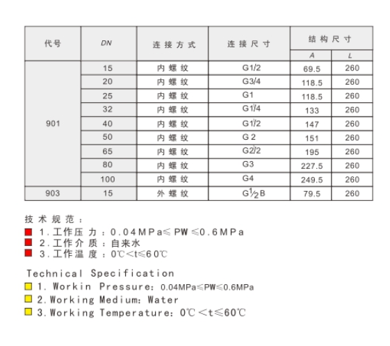 埃美柯黄铜丝口浮球阀尺寸图