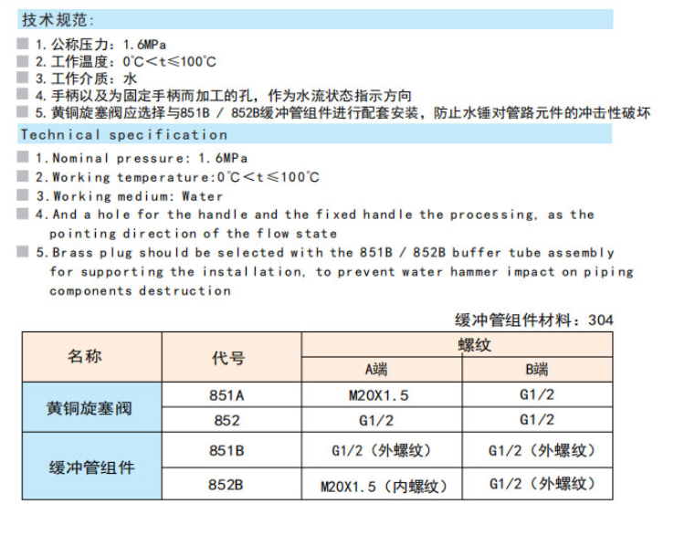 埃美柯黄铜旋塞阀参数图