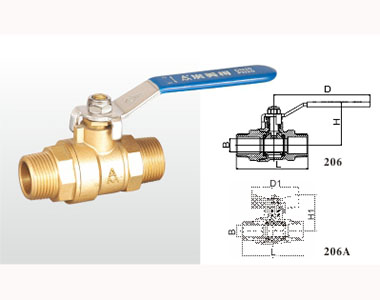埃美柯黄铜外螺纹球阀206结构图